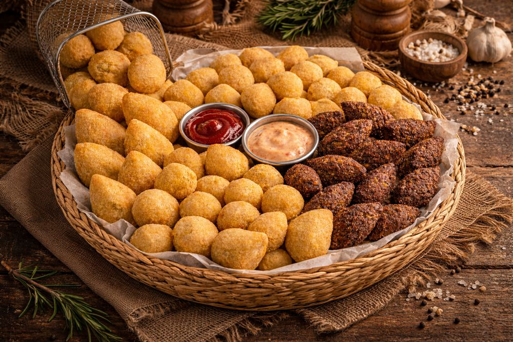 Bandeja de salgados fritos na hora para festa de formatura em Campos dos Goytacazes