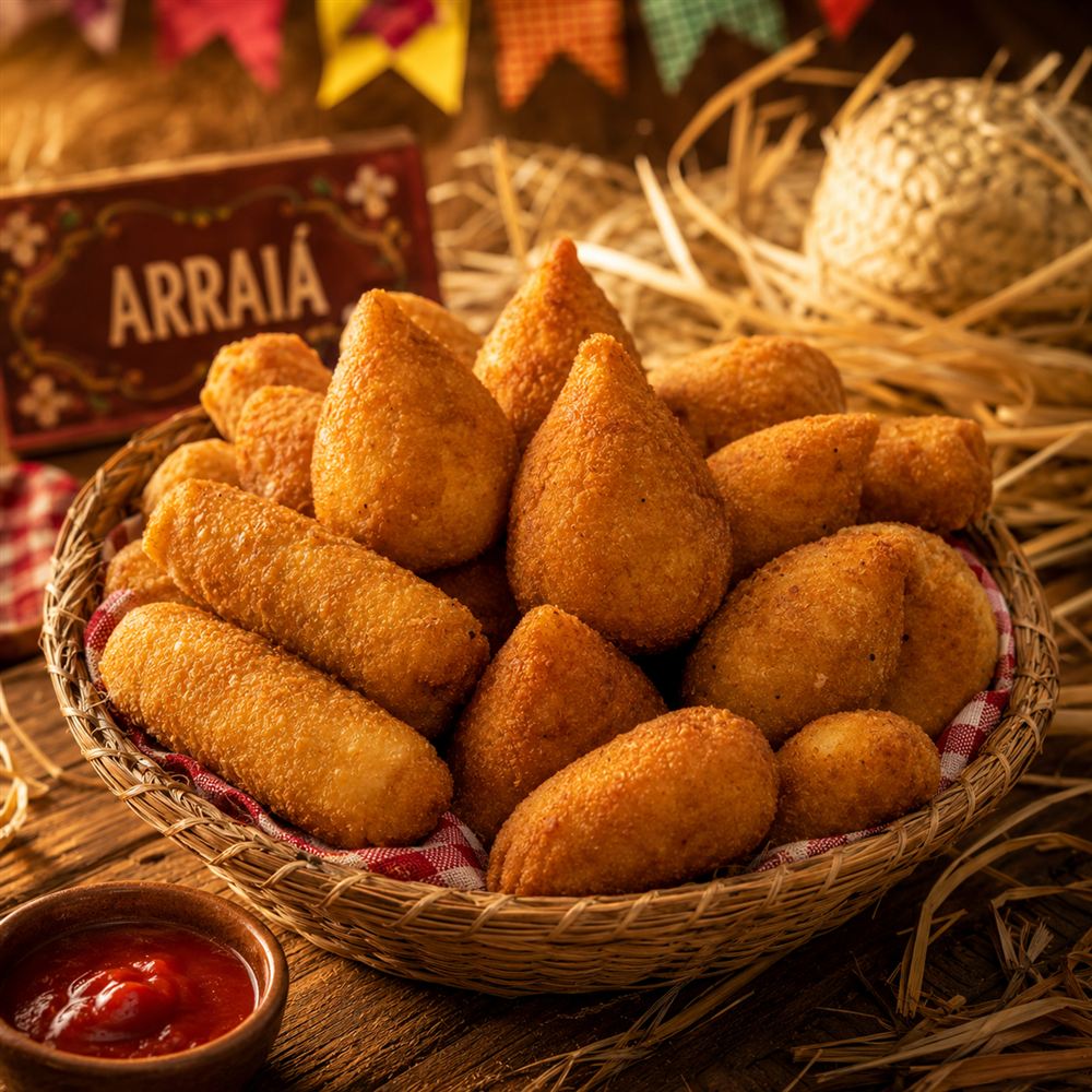 Cesta de salgados variados fritos na hora para festa no Jardim Carioca